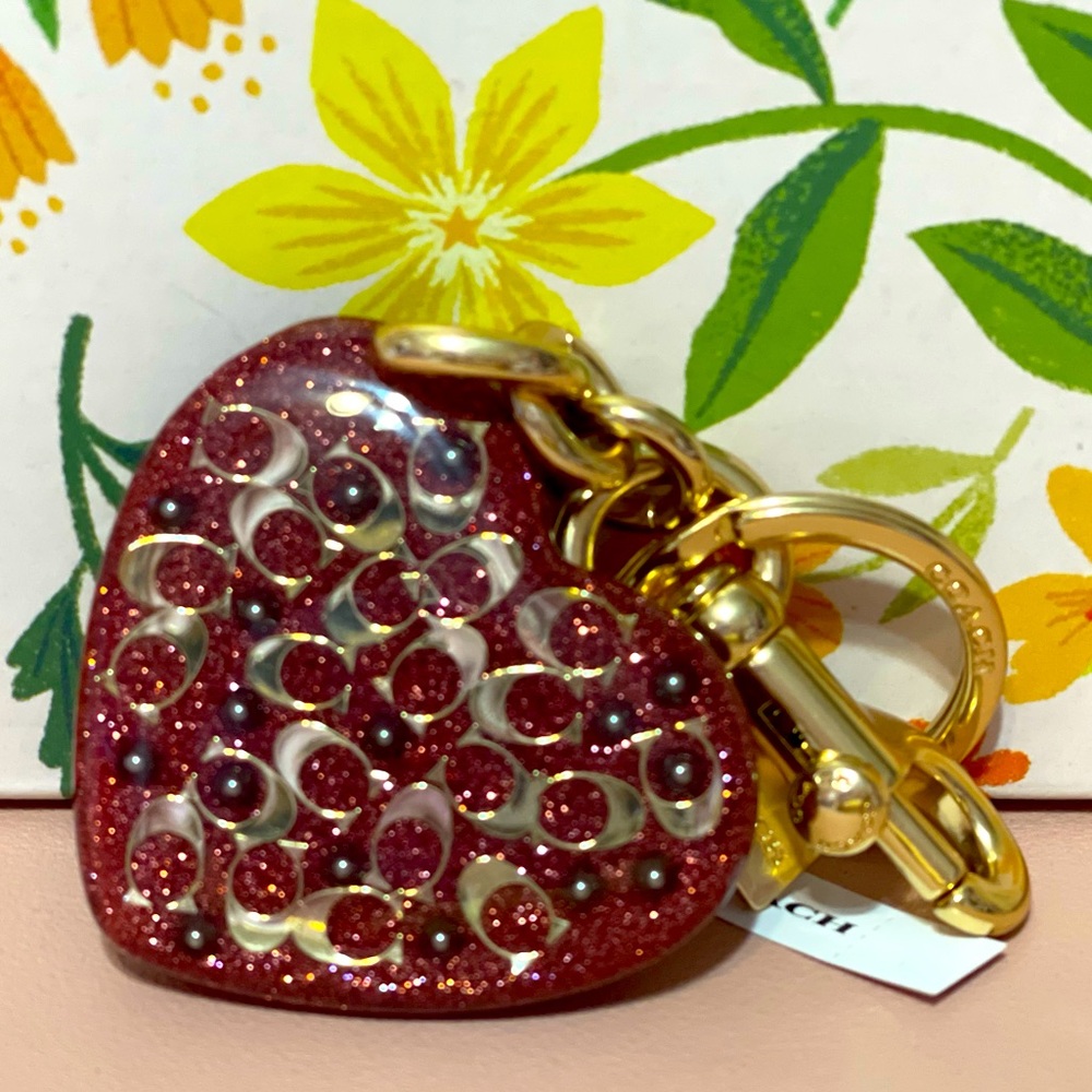 Coach heart resin bag charm keychain NEW with tags